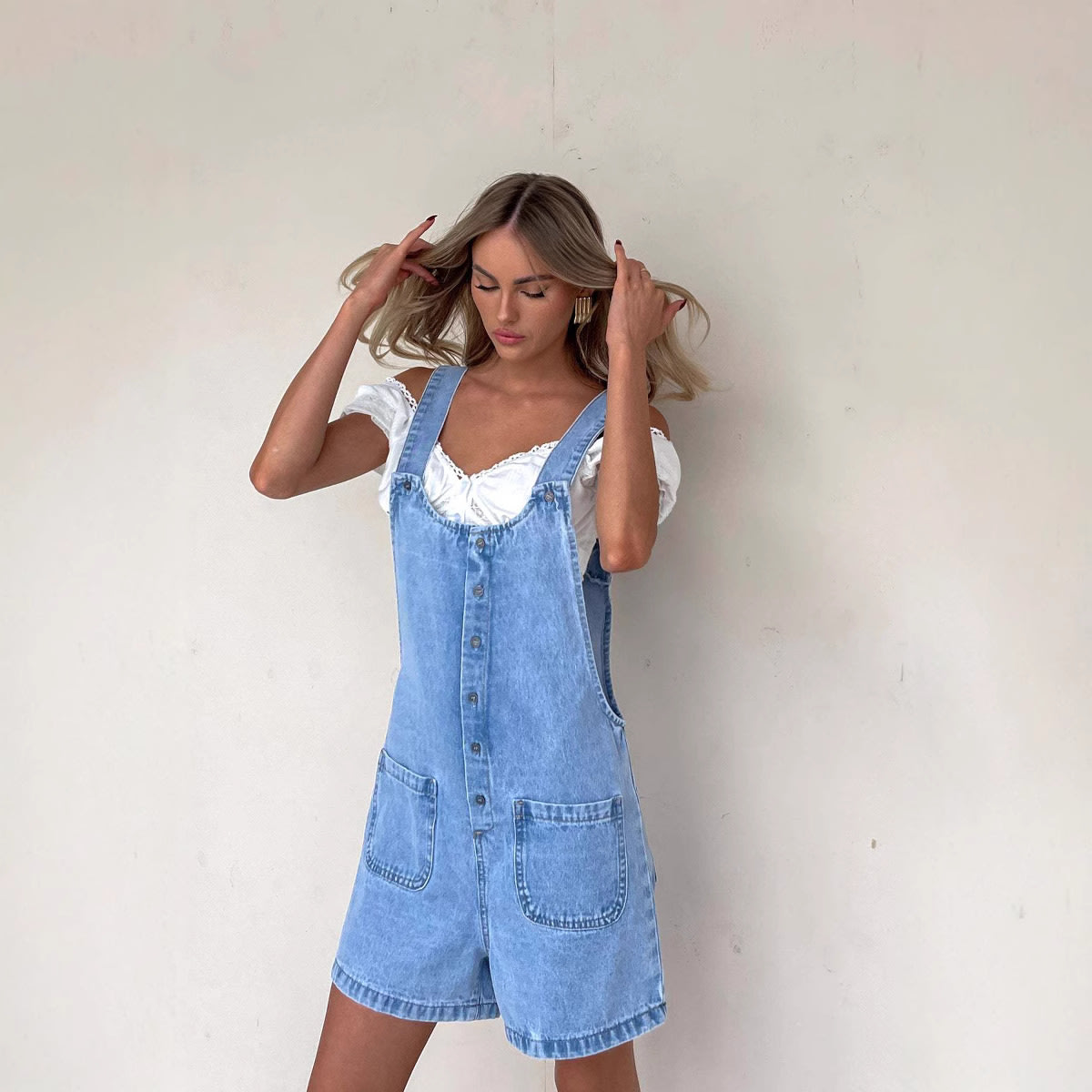 Women's Suspender Trousers Slim Straight One-piece