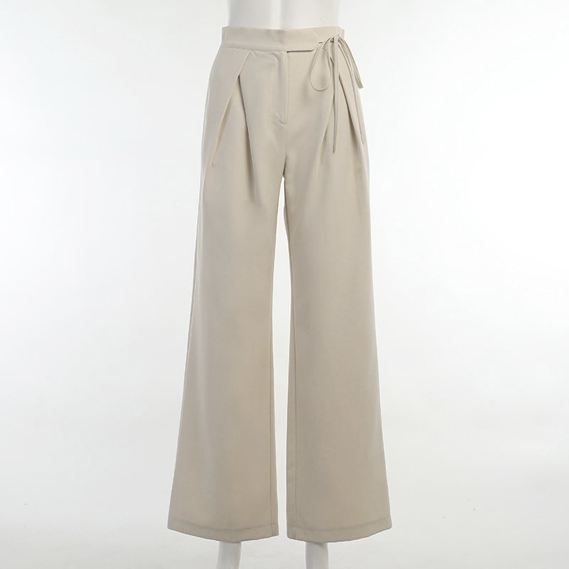 Knitted Casual Sports Trousers High Waist Loose Straight Wide Leg view 5
