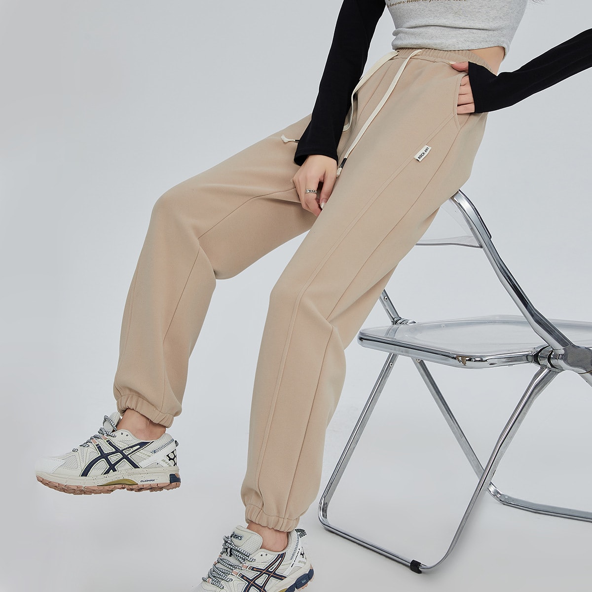 Fleece-lined Thickened Windproof Trousers Casual Pants For Women view 2