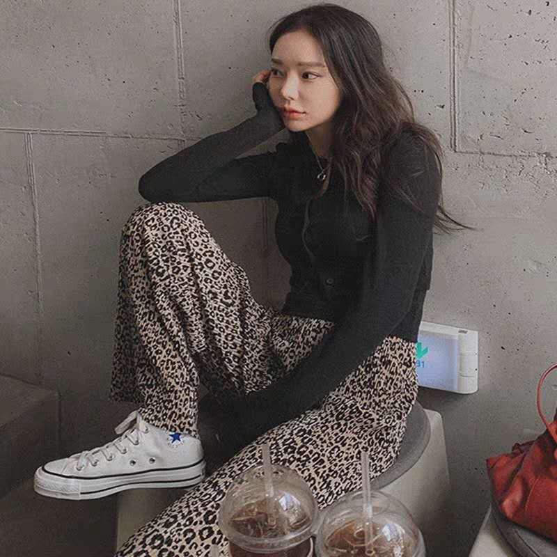 Summer Chiffon Leopard Print Loose Plus Size Casual Wide-leg Pants view 4