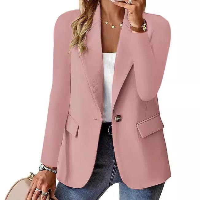 Fashion Casual Women Blazer Long-sleeved Solid Color Casual Cardigan Small Suit Jacket For Women Elegant Office Lady Outerwear view 5