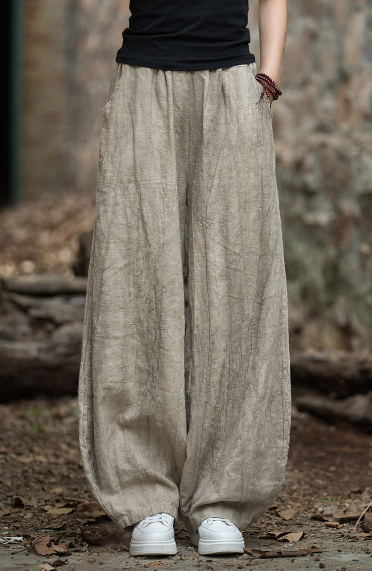 Tie-dyed Old Padded Fleece Trousers Winter Cotton And Linen Women's New view 9