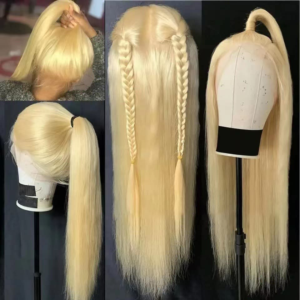 Front Lace Long Straight African Women Wig Head Cover view 3