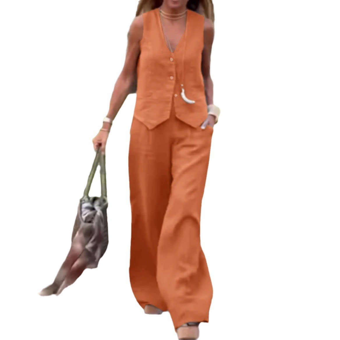 Casual Women's Solid Color Fashion Sets Of Vest Trousers Suit view 11