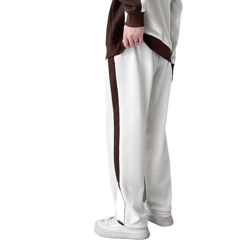 Men's Contrast Color Korean Design Sense Casual Sweatshirt Trousers Suit view 7