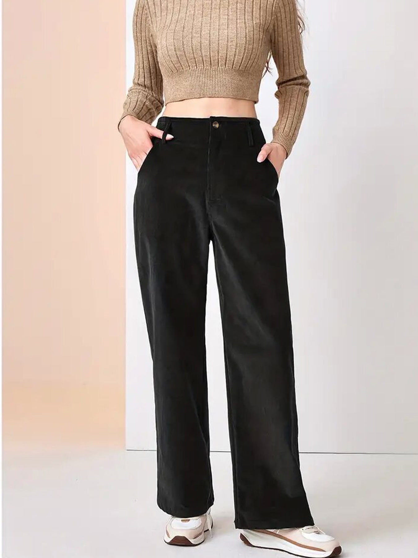 High Waist Drooping Slimming Casual Straight Pants Women's Trousers view 7