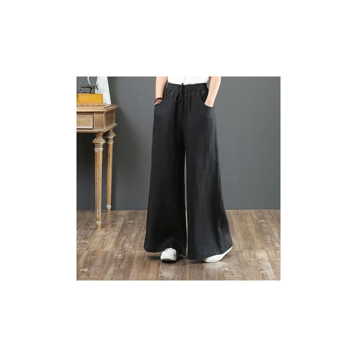 Linen Fabric Women's Wide-leg Pants Casual Yoga view 2