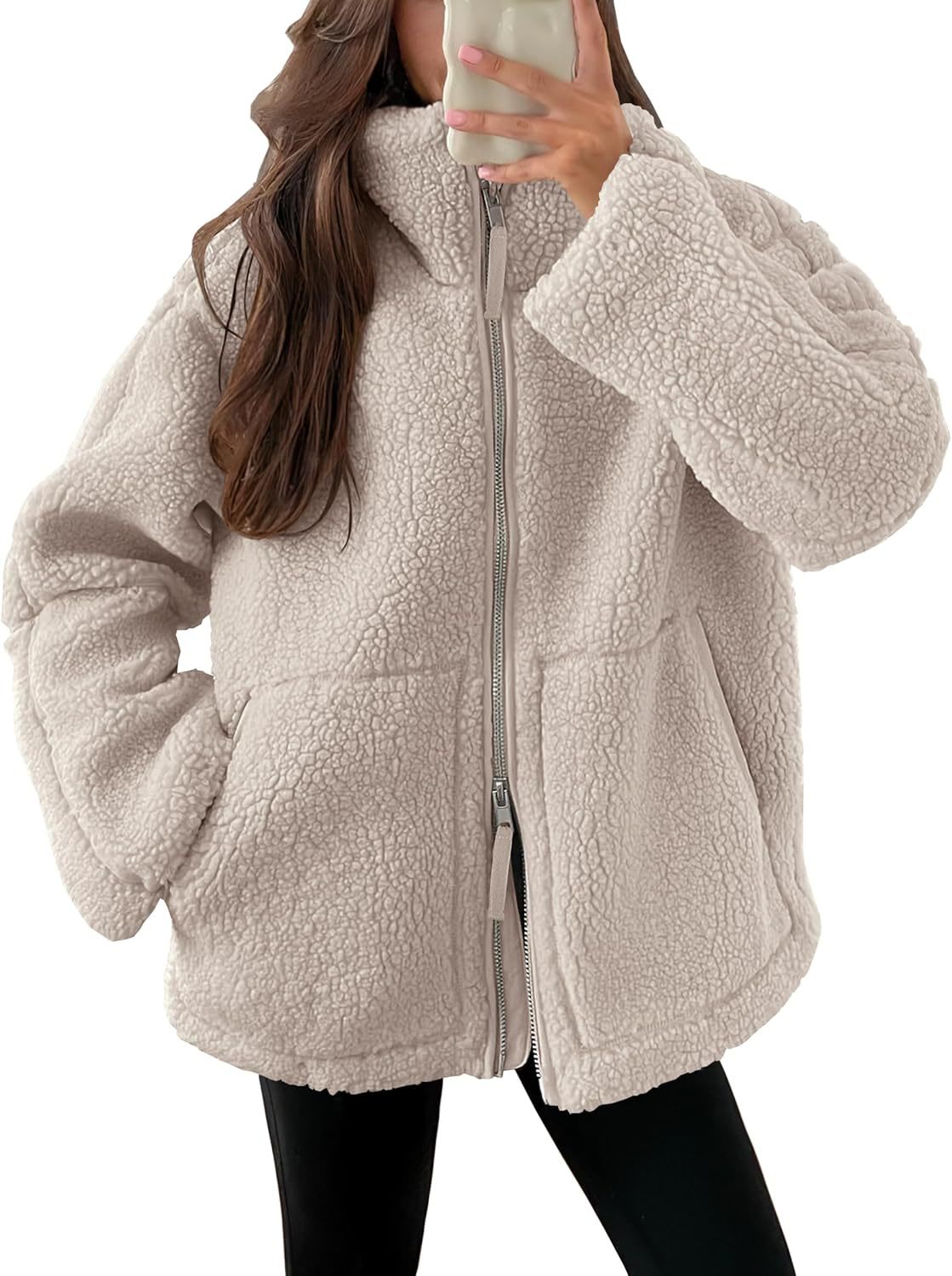 Winter Lapel Zip-up Coat With Pockets Casual Fashion Solid Fleece Jacket Fall Spring Long Sleeve Women's Clothing view 14