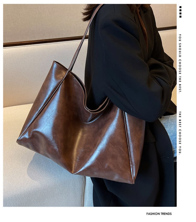 Vintage Women's Tote Bag Athletic Casual Fashion Large Capacity Leather Shoulder Bag Shopper Harajuku Simple Handbag view 27