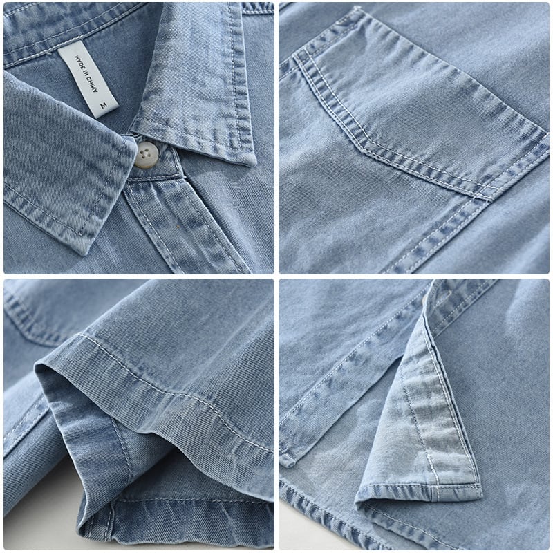 8269 Japanese-style Retro Denim Short Sleeve Shirt view 1