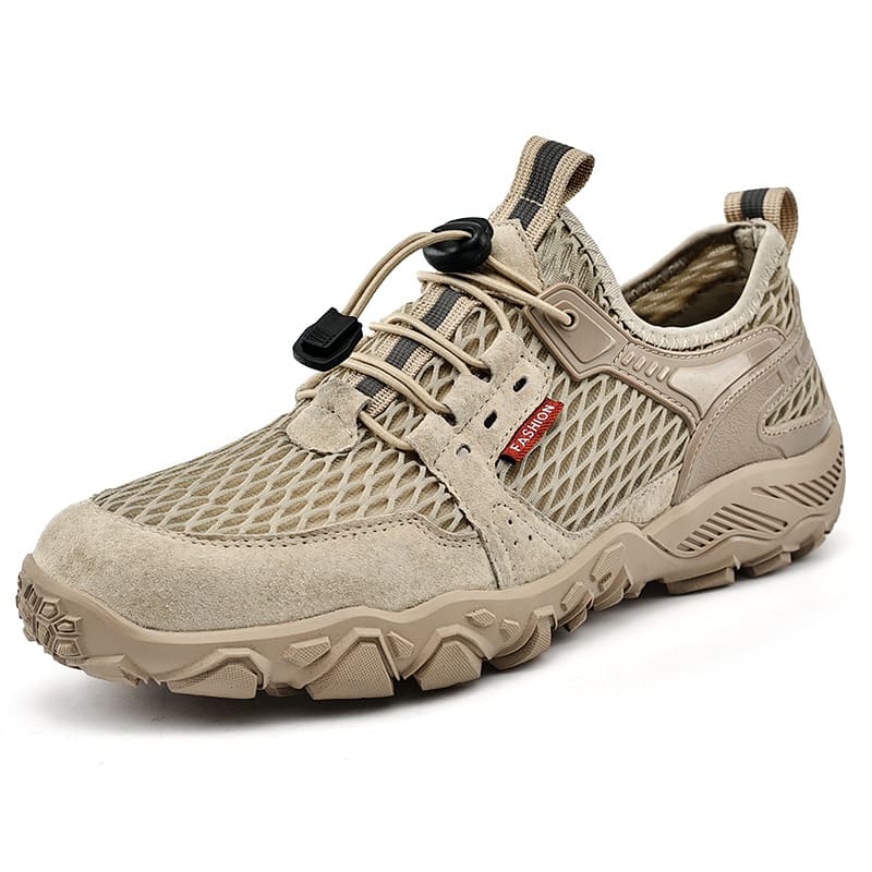 Men's Summer Leather Breathable Outdoor Sports Casual Shoes Non-slip Soft-soled Mesh Surface Hiking Shoes view 10