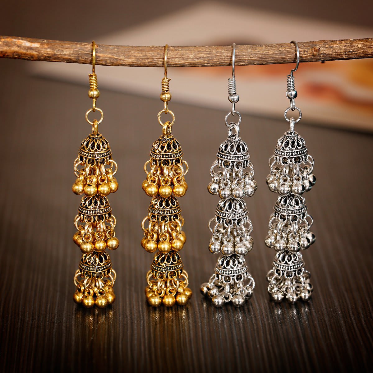 Fashion Retro Bell Tassel Indonesian Ethnic Style Multi-layer Earrings view 4
