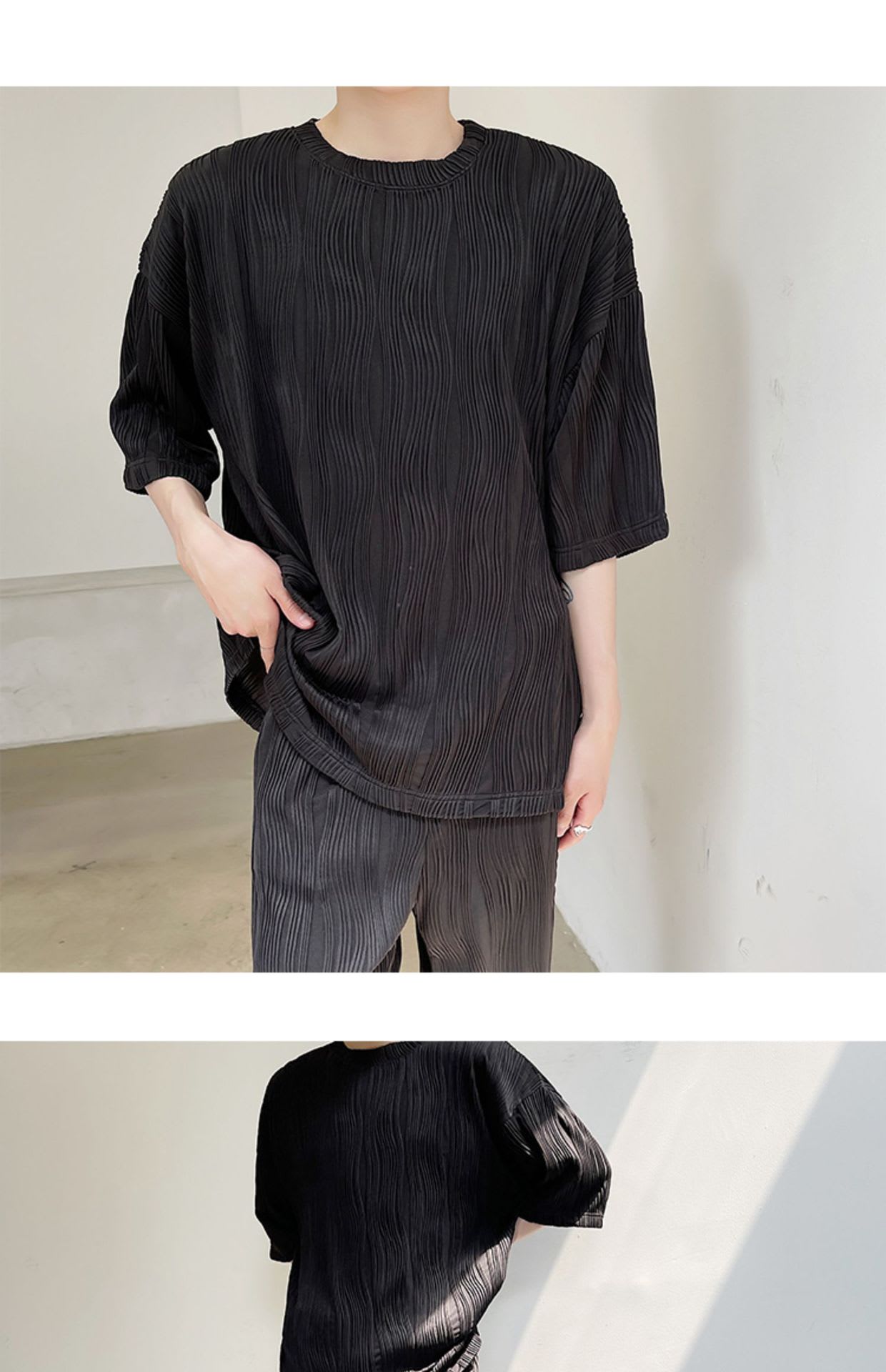 Men's Trendy Loose Pleated Embossed Texture Casual Pants view 10