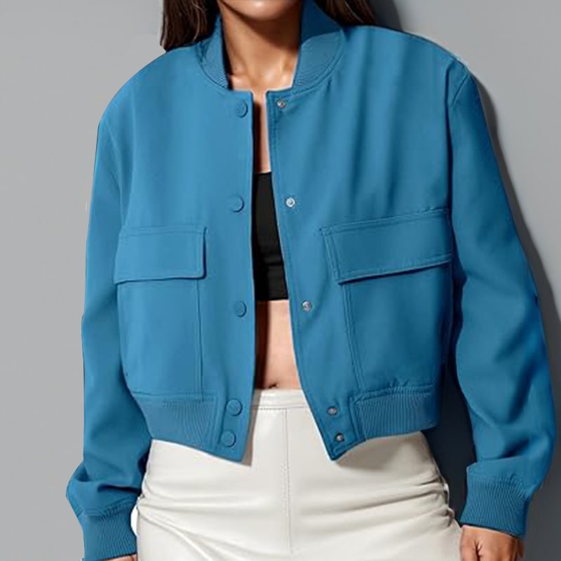 Stand Collar Large Pocket Women's Jacket Coat view 10