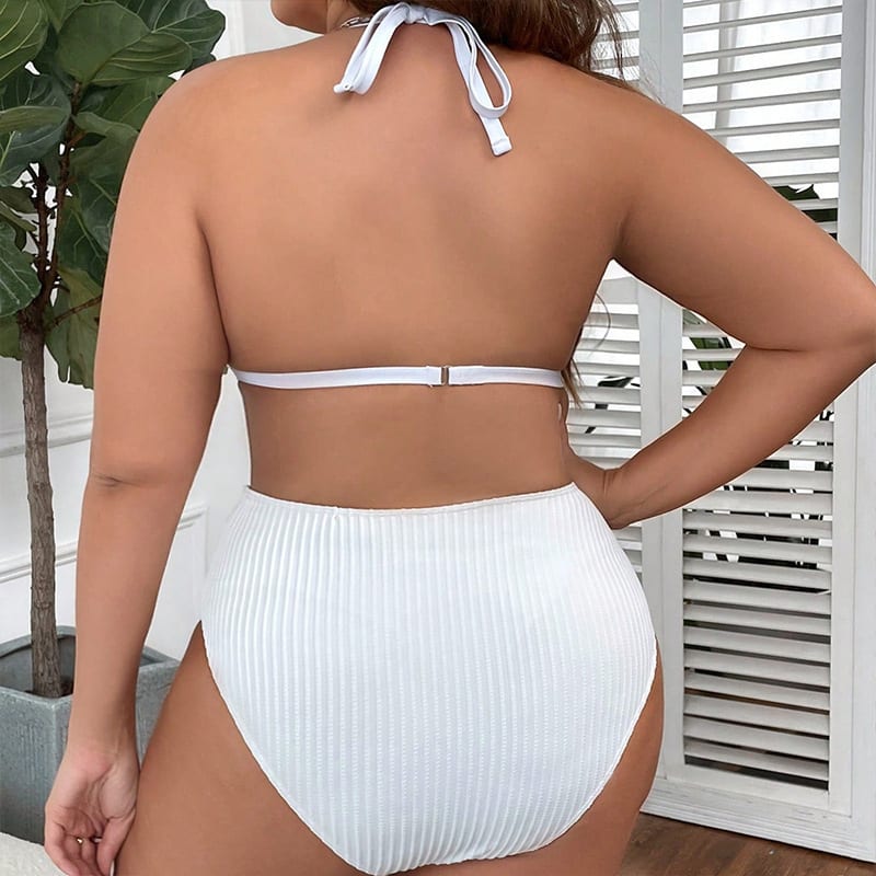 Halterneck With Suspenders Plus Size Swimming Beachwear Women's view 6