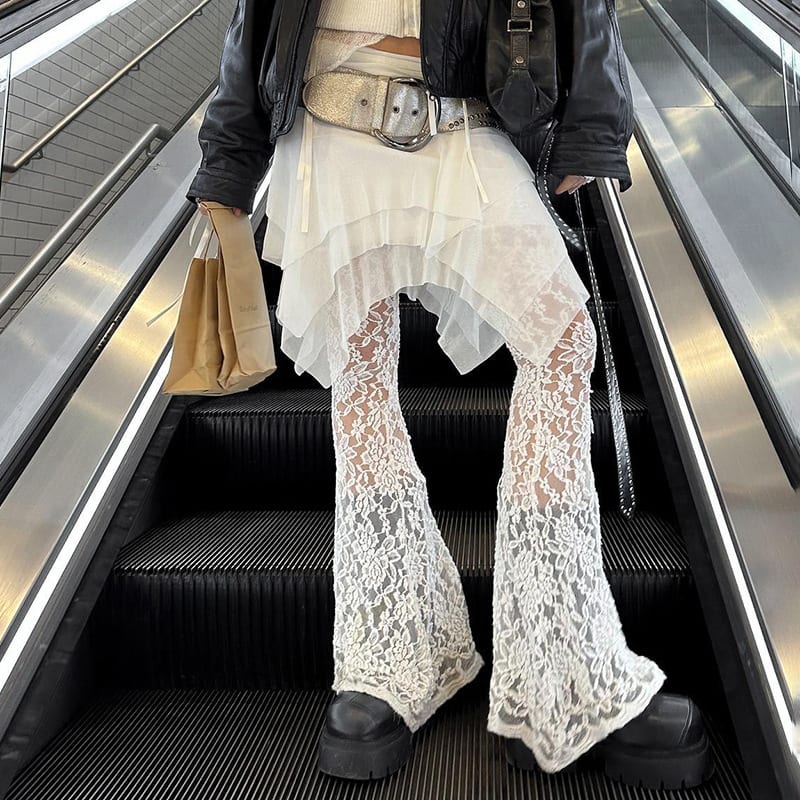 Design Mesh Stitching Lace Micro-transparent Culottes view 3