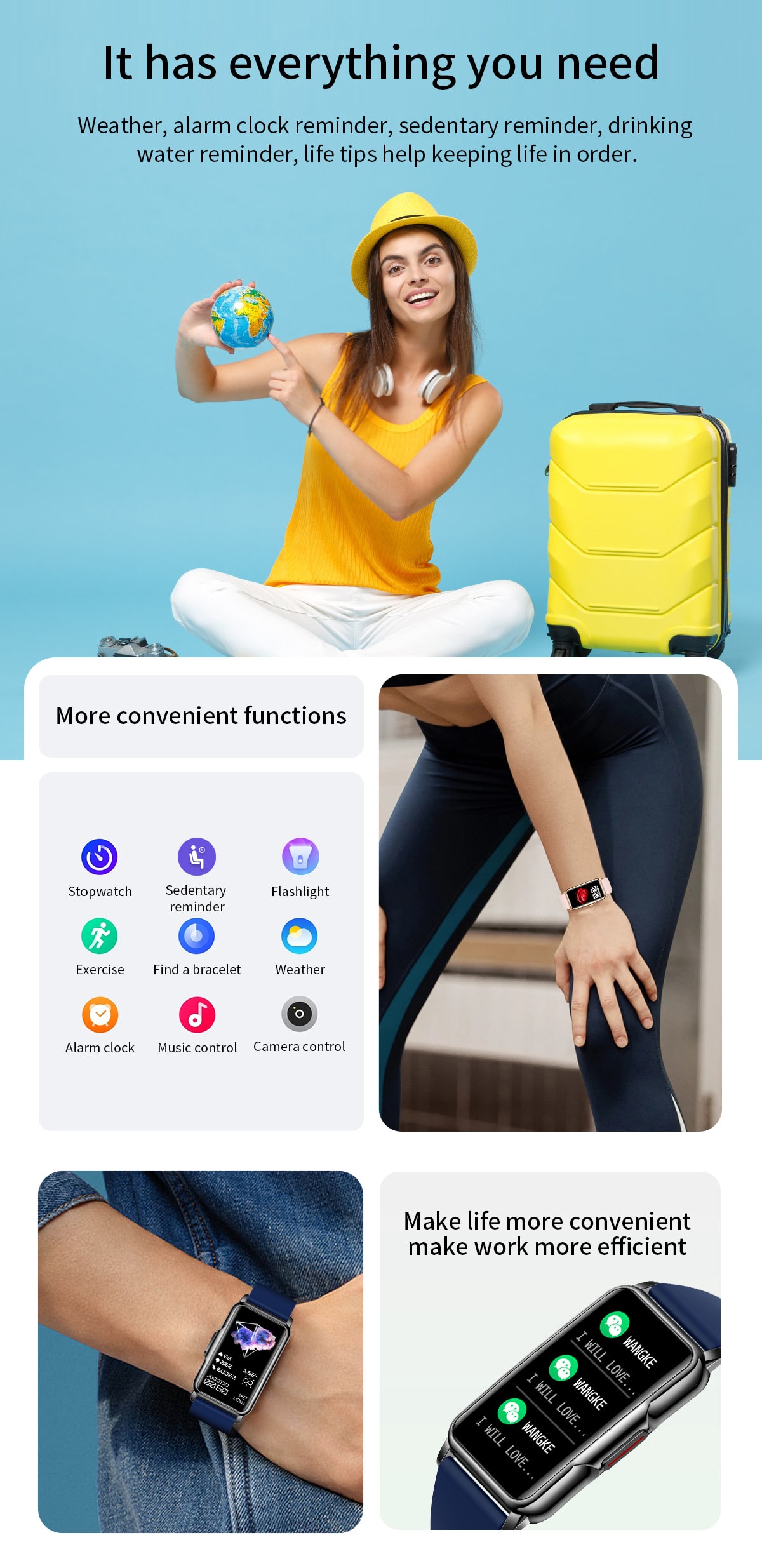 Outdoor Smart Sport Bracelet Multi-functional Health Monitoring Watch Women view 2