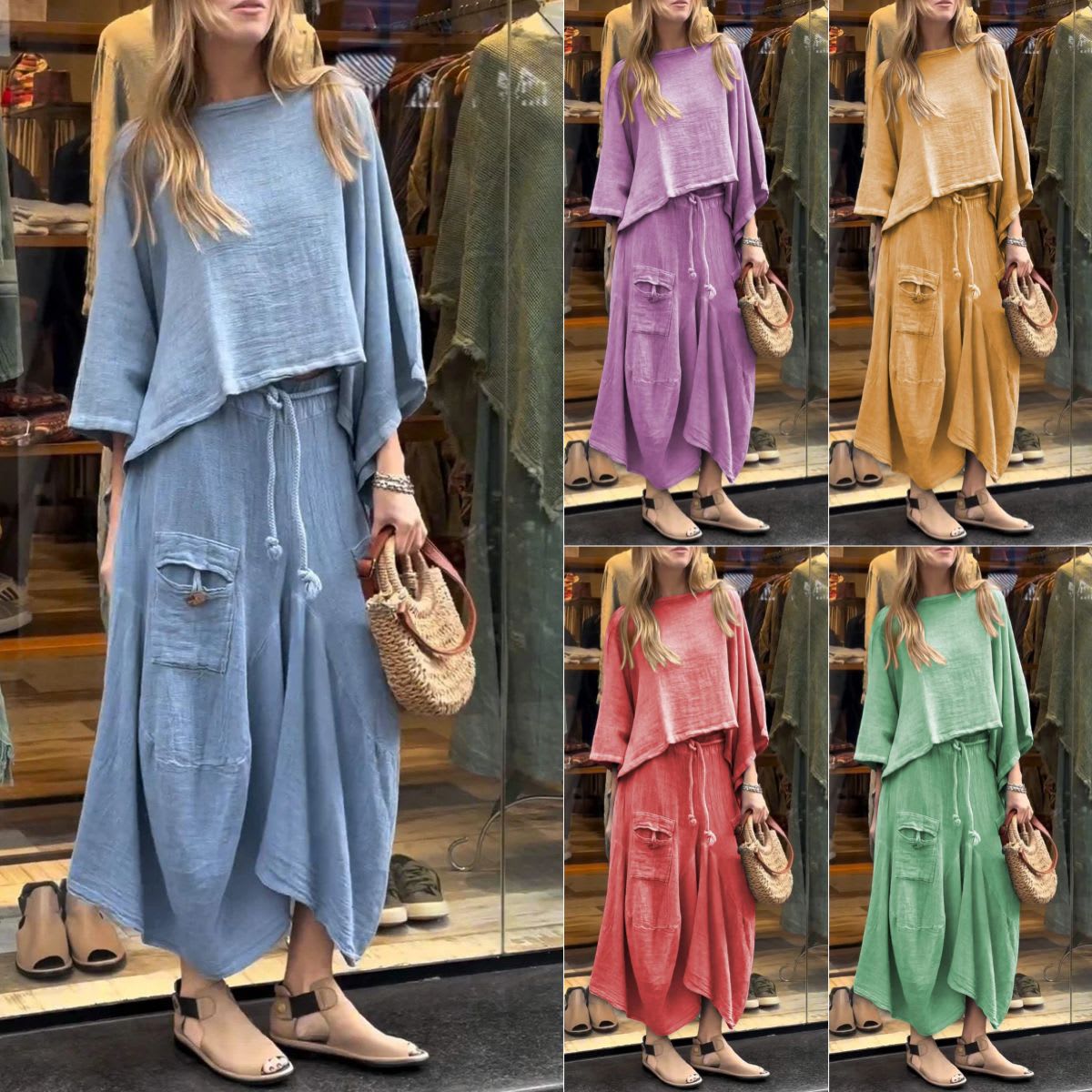 Loose-fitting Skirt Suit Fashion Solid Color Pullover Long-sleeved Top And Long Skirt Two-piece Set view 11