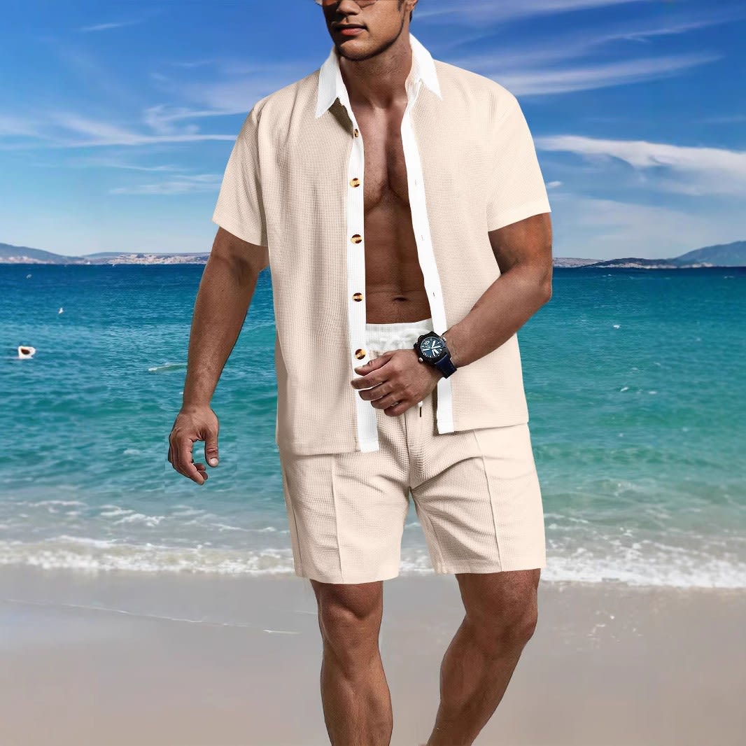 Men's Casual Vacation Shirt And Shorts Two-piece Suit view 7