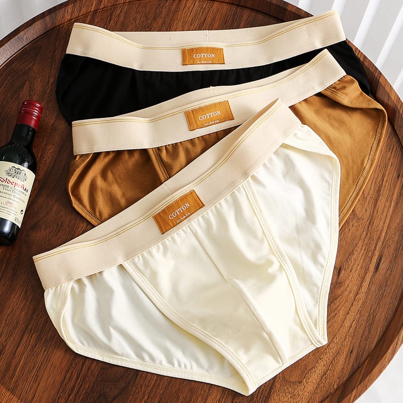 Loose Men's Solid Color Cotton Briefs view 13