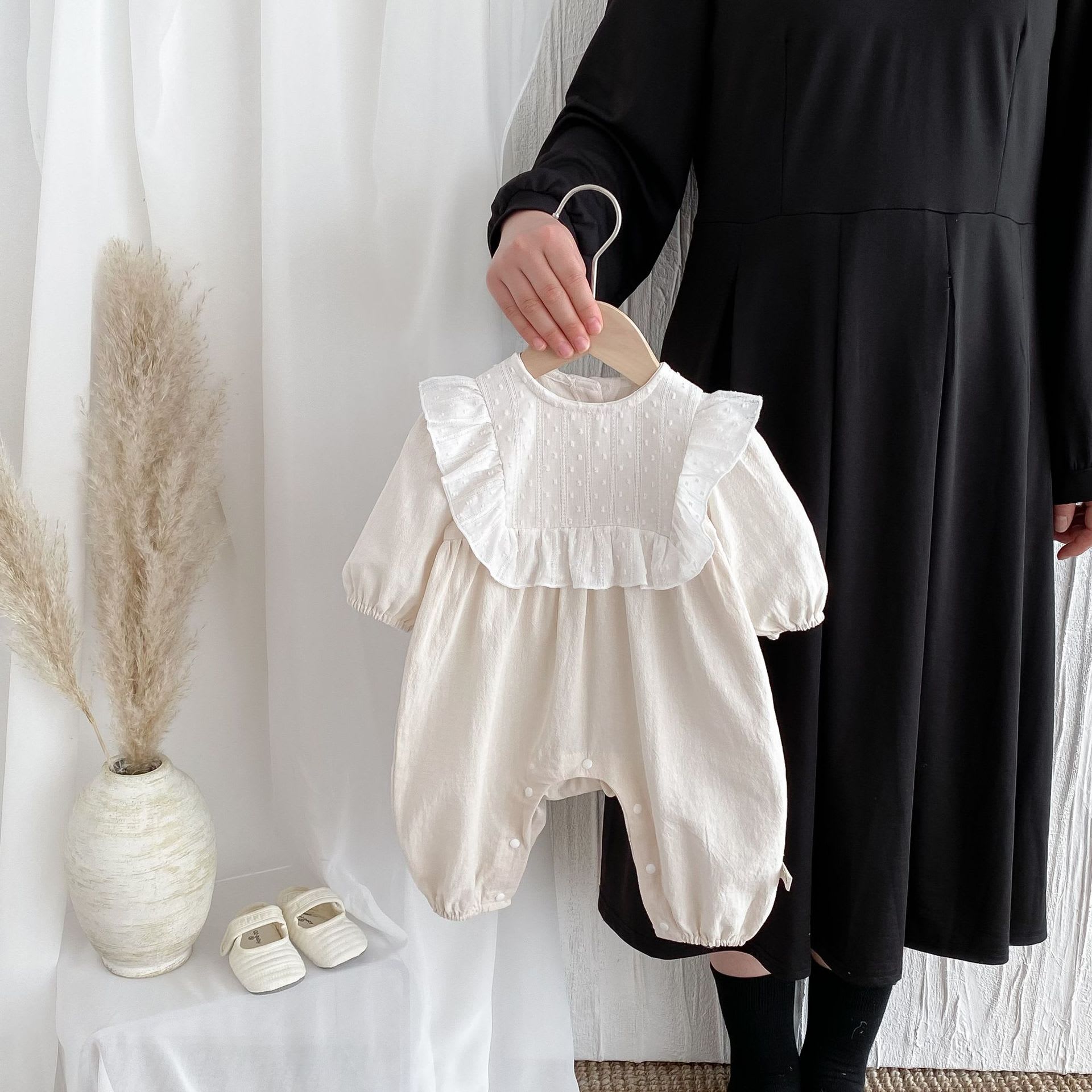 Long Sleeve Lace Collar Jumpsuit Romper