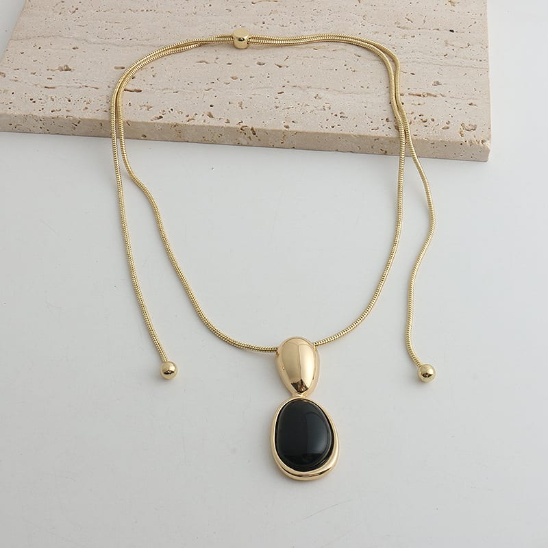 New Chinese Style Accessories Irregular Stitching Black Onyx Necklace Women view 7