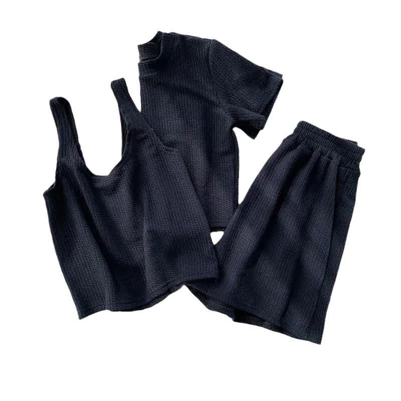 Women's Short-sleeved Student Three-piece Set Wide-leg Shorts view 3