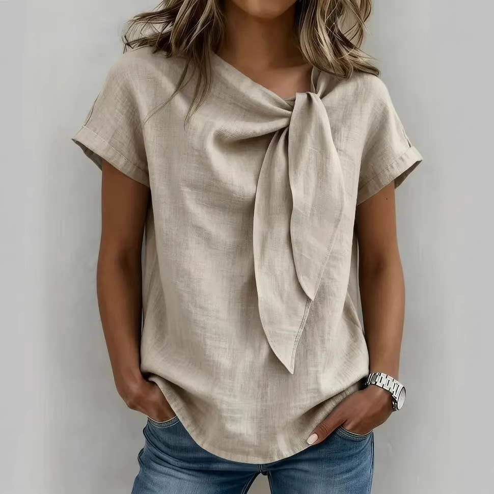 Women's Summer Short Sleeve Casual T-Shirt - Cotton Blend Lightweight Everyday Top For Daily Wear view 6