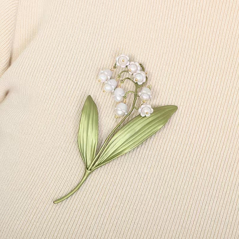 European And American Temperament Lily Brooch Female Valley Lily Green view 2