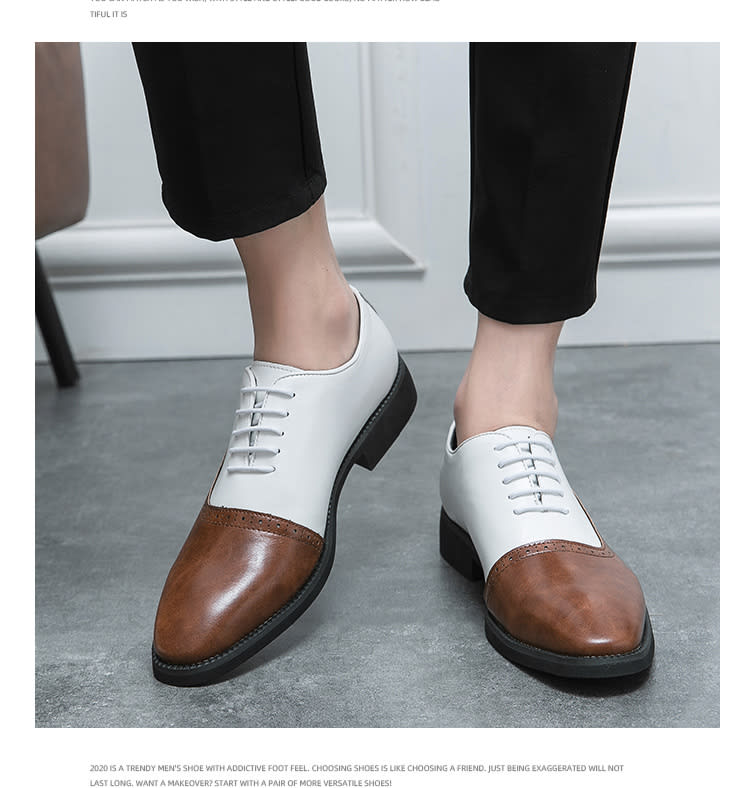 Men's Business Double Color Block Leather Shoes view 8