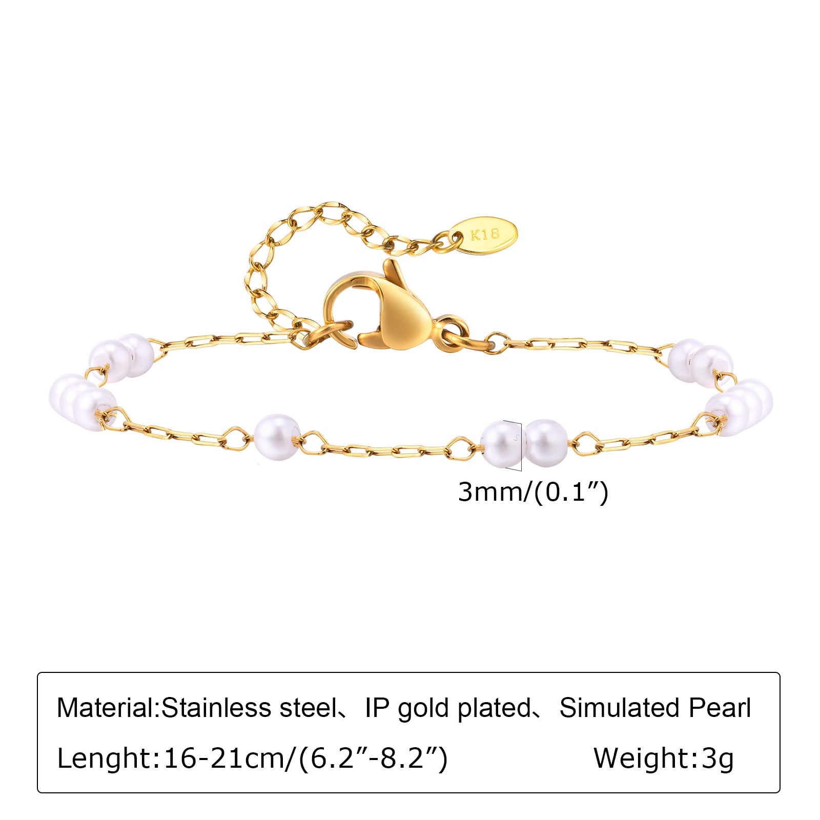 Women's Stainless Steel Pearl Bracelet view 4
