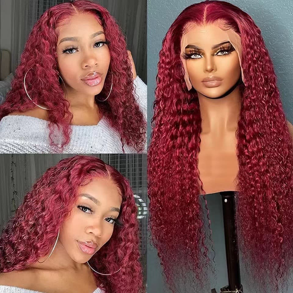 Creative And Versatile Wine Red Long Front Lace Wig view 7