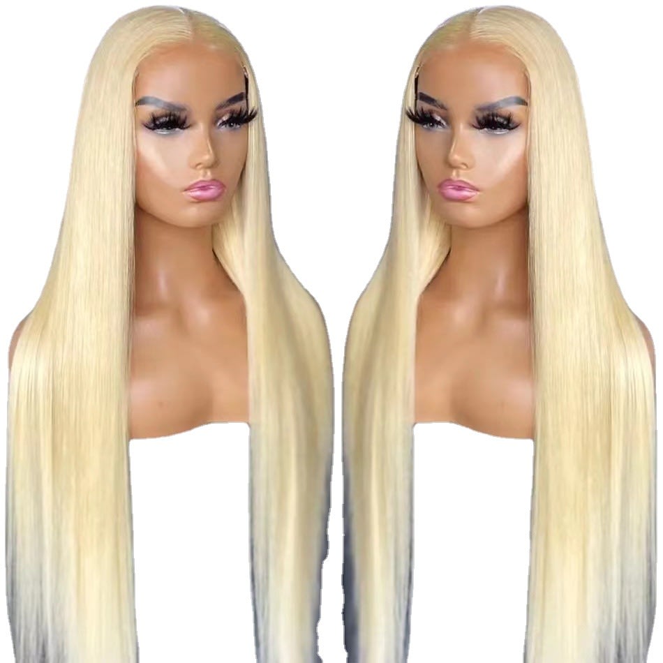 Front Lace Long Straight African Women Wig Head Cover view 10