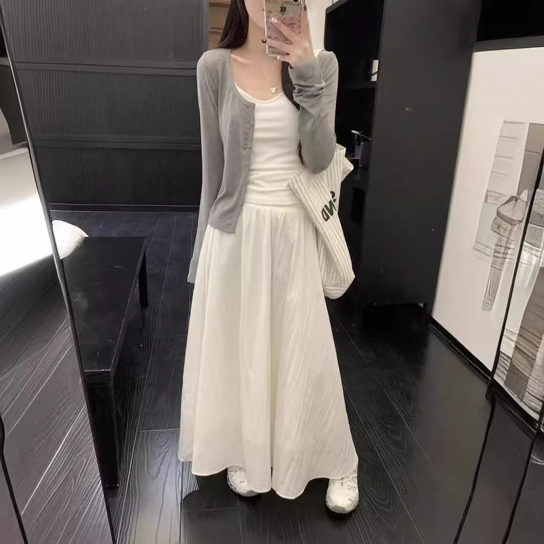 White Skirt Cardigan Three-piece Set Summer view 5