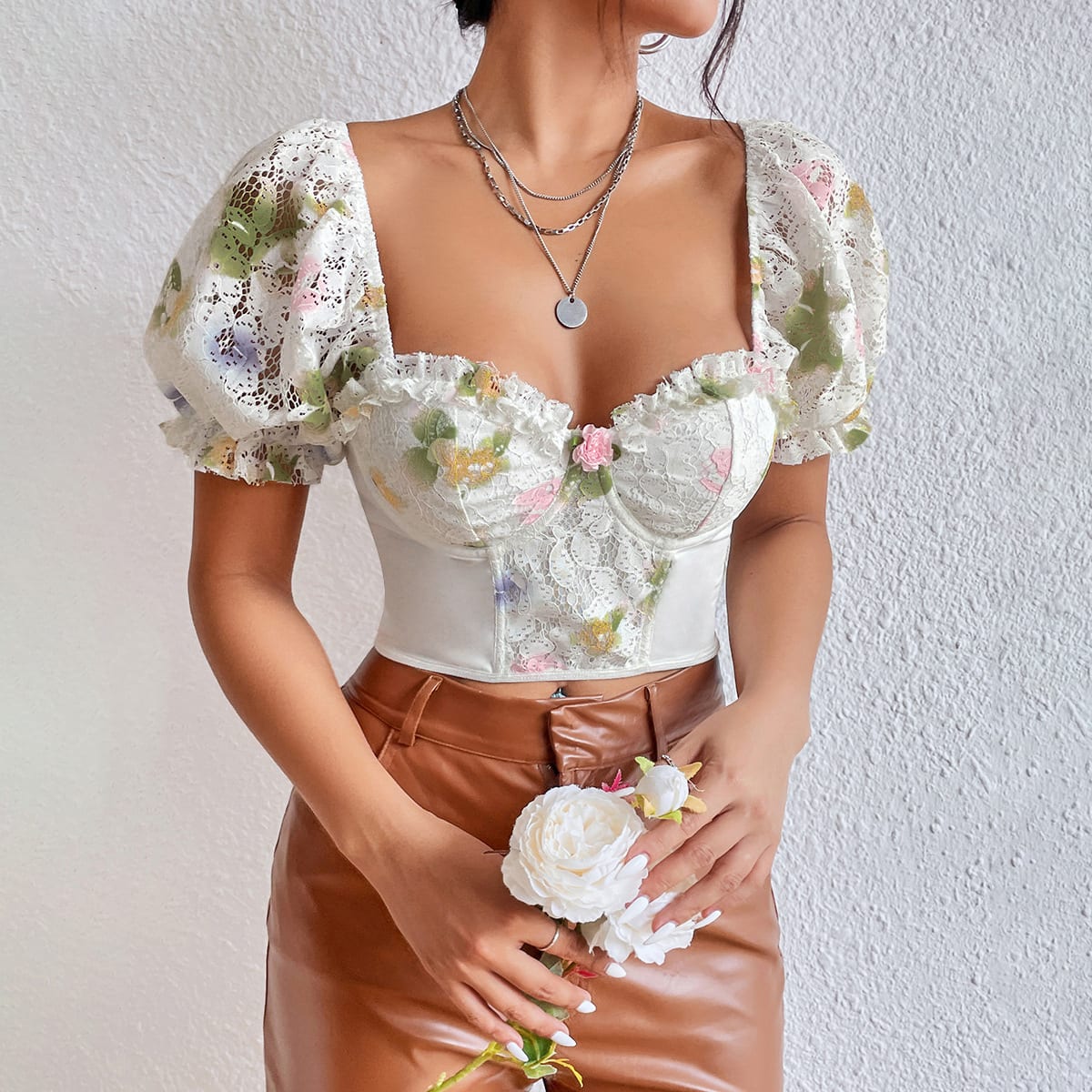 Sexy Street Backless Hot Girl Puff Sleeve T-shirt view 22