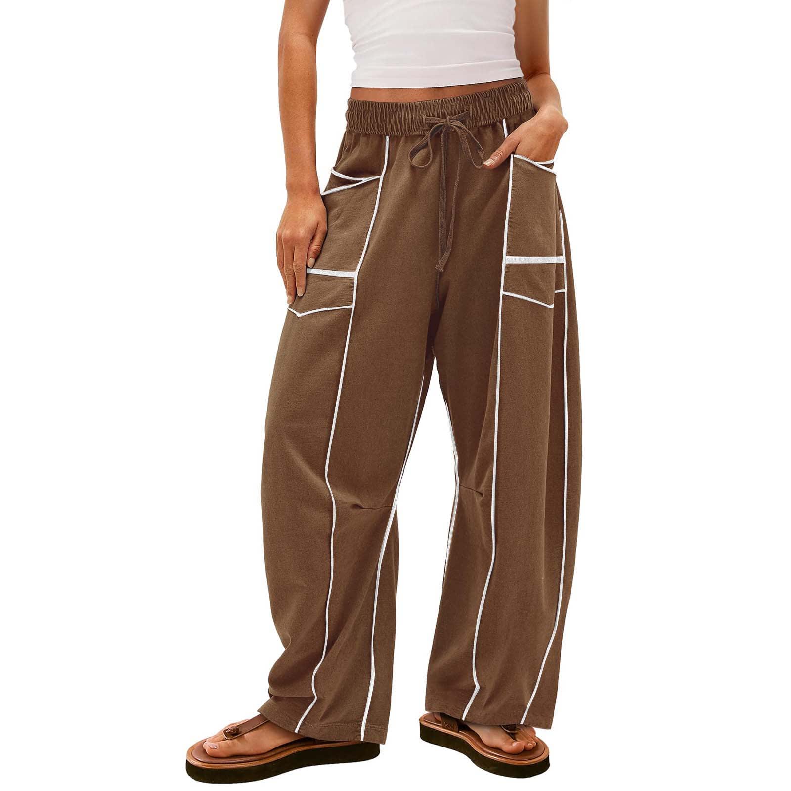 Y2K Black Striped Wide-leg Pants With Pockets Fashion Loose Drawstring Trousers Sports Sweatpants Women's Clothing view 6
