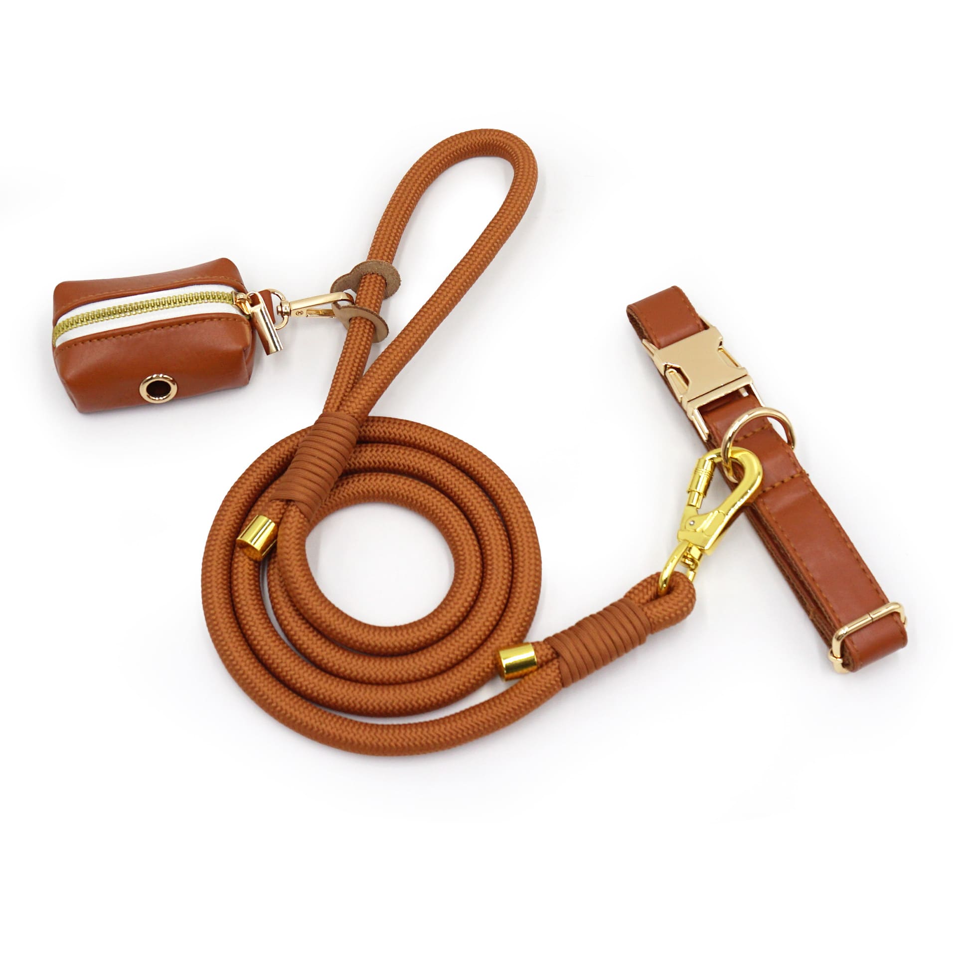 New Leather Hand-woven Round Rope Strong Dog Rope Leash view 8