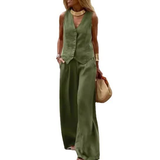 Casual Women's Solid Color Fashion Sets Of Vest Trousers Suit view 2