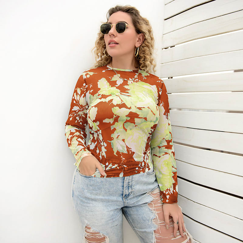 Foreign Trade Tie-dyed Printed Slim Cover Belly Top view 25