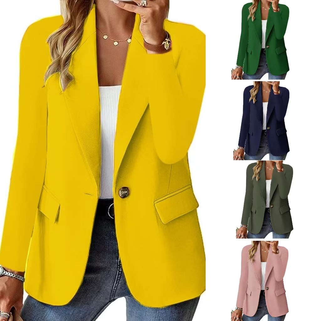 Fashion Casual Women Blazer Long-sleeved Solid Color Casual Cardigan Small Suit Jacket For Women Elegant Office Lady Outerwear view 6