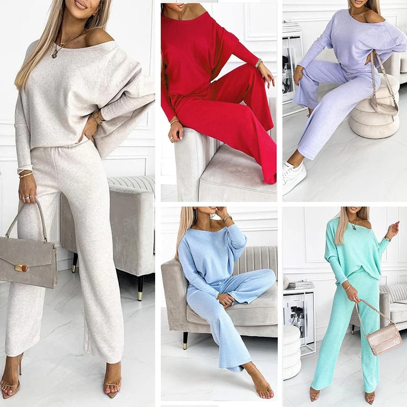 Solid Color Fashion Casual Slant Shoulder Sports Trousers Long-sleeved Suit view 9