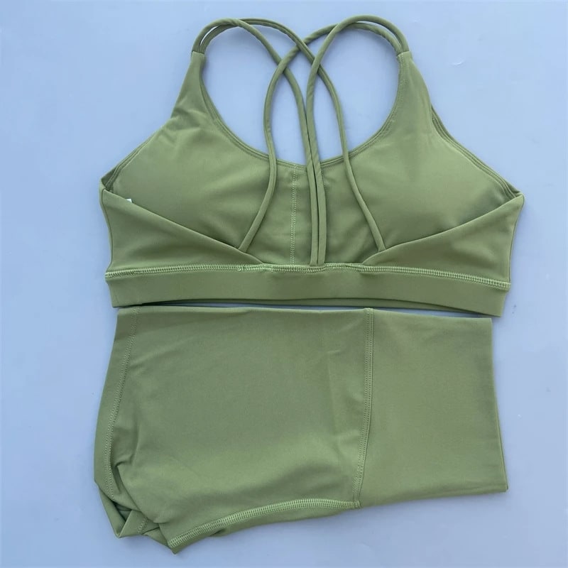 Solid Color Women's Tight Yoga Cycling Shorts Underwear Suit view 11