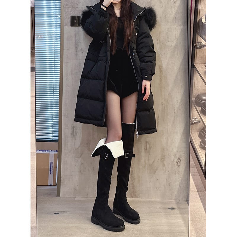 Fleece-lined Warm Brown Flat Over The Knee Tall Knight Boots view 7