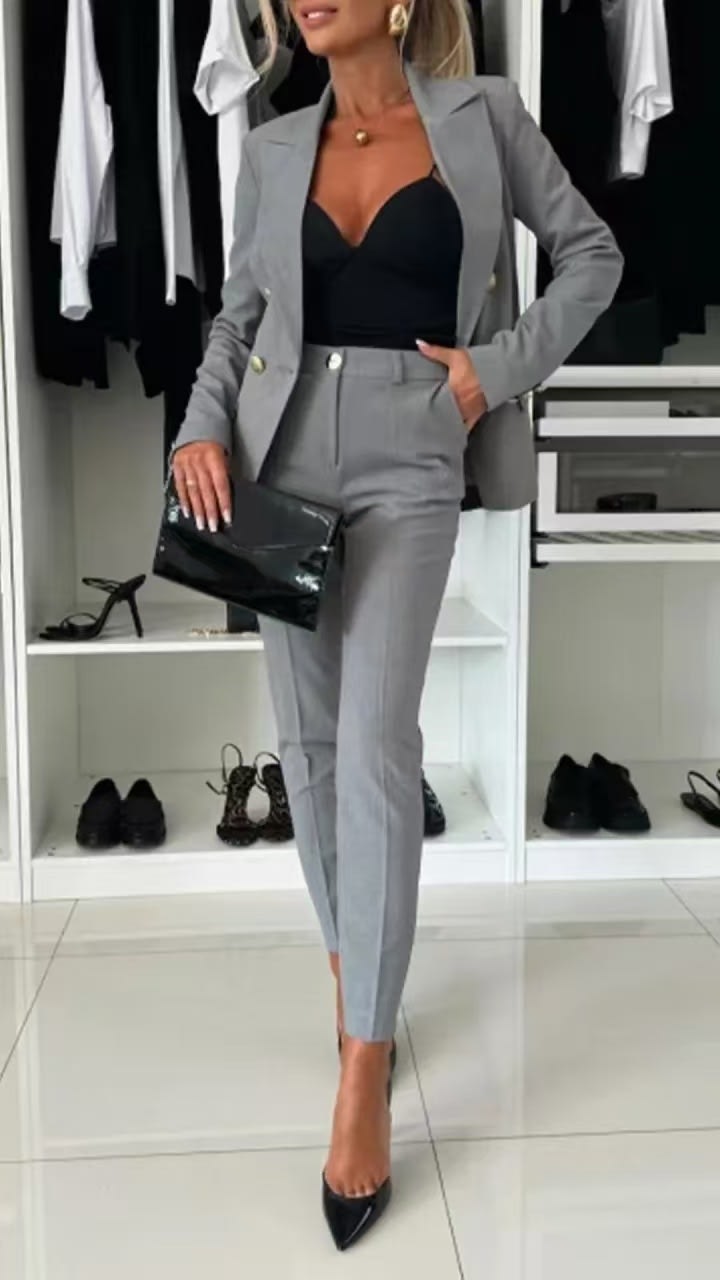 New All-matching Casual Suit Lapel Button-down Jacket And Slim-fit Trousers For Women's Office Business Set Clothing view 13