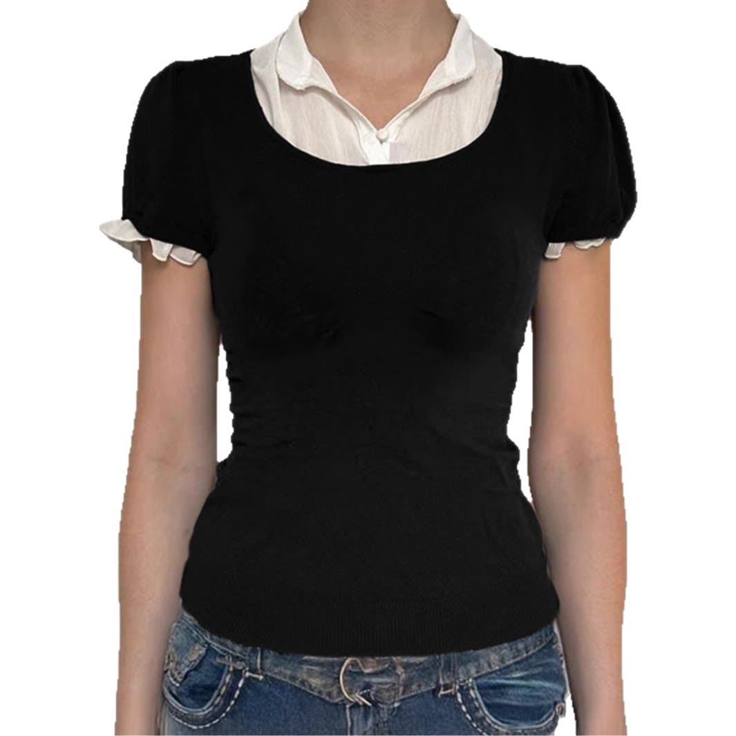 European And American Y2g Hot Girl Style Solid Color Vest Short Sleeve Women's Sweater view 6