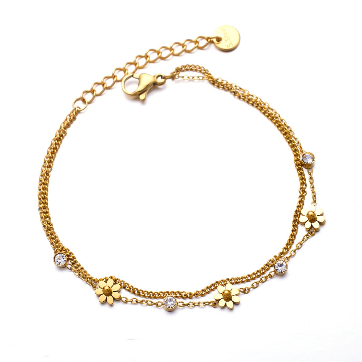 Stainless Steel Bracelet 18K Gold Diamond view 4