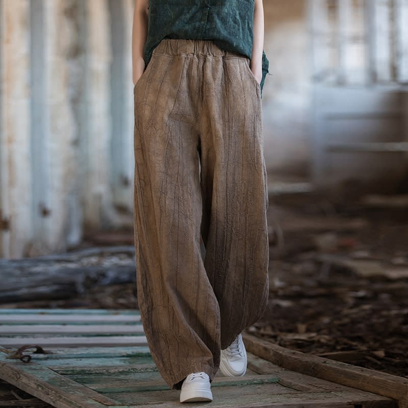 Tie-dyed Old Padded Fleece Trousers Winter Cotton And Linen Women's New view 3