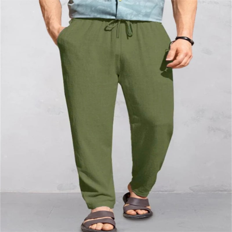 Men's Linen Breathable Outdoor Pants Loose Drawstring Pants Comfortable Casual Pants view 6