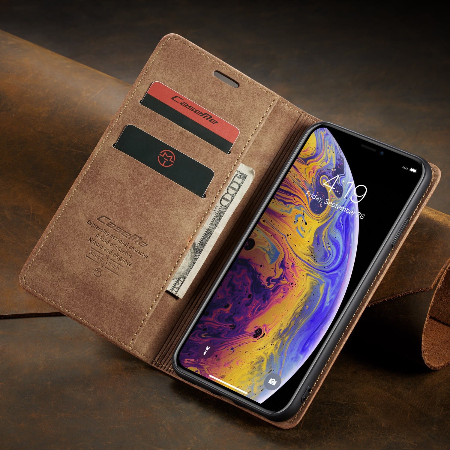 Multifunctional Leather Magnetic Phone Case Card Flip Protective Cover view 2