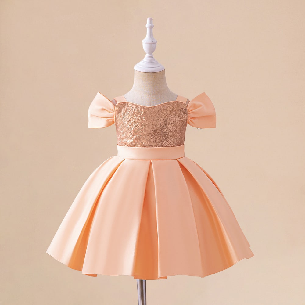 Girls Birthday Party Sequined Suspender Forged Cloth Dress view 5